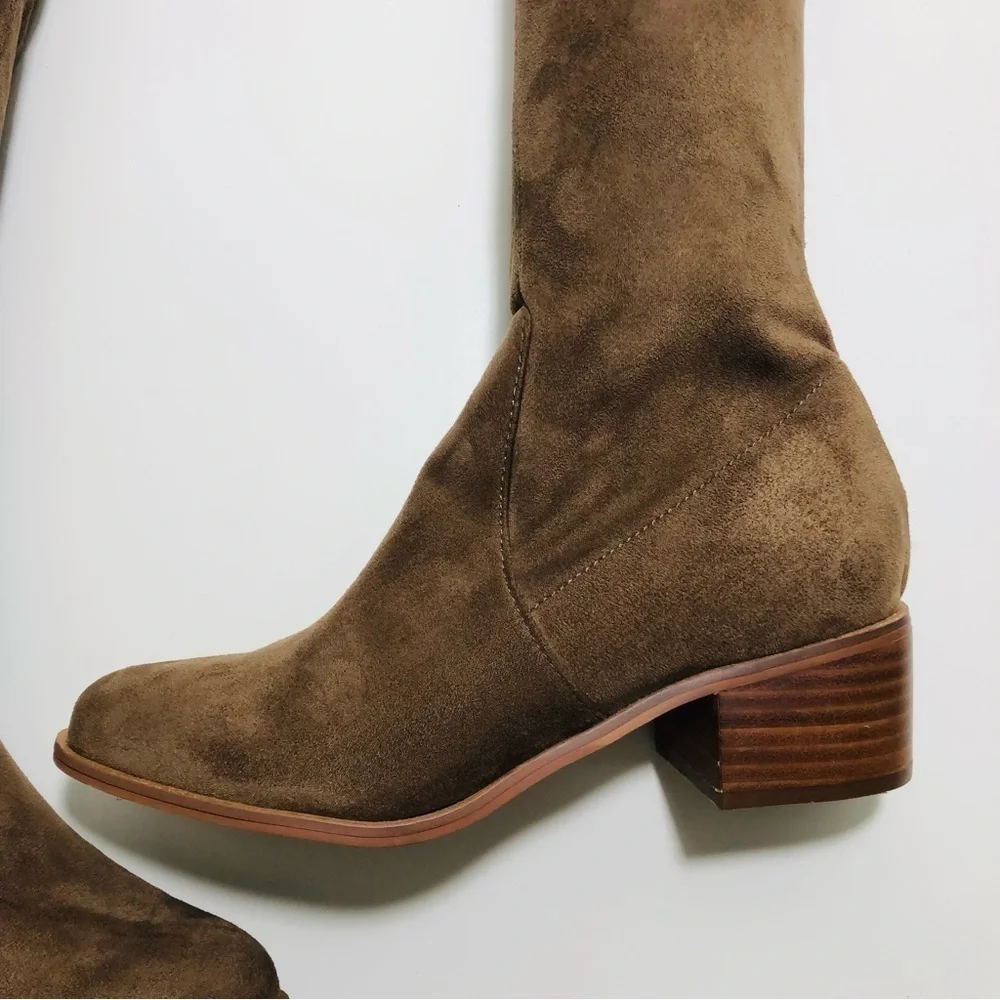 NEW Steve Madden Sadie Over-The-Knee Block Heel Boots in Light Taupe size 6.5